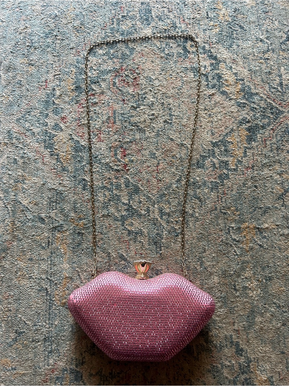 Pink Crystal Lip-Shaped Evening Clutch
